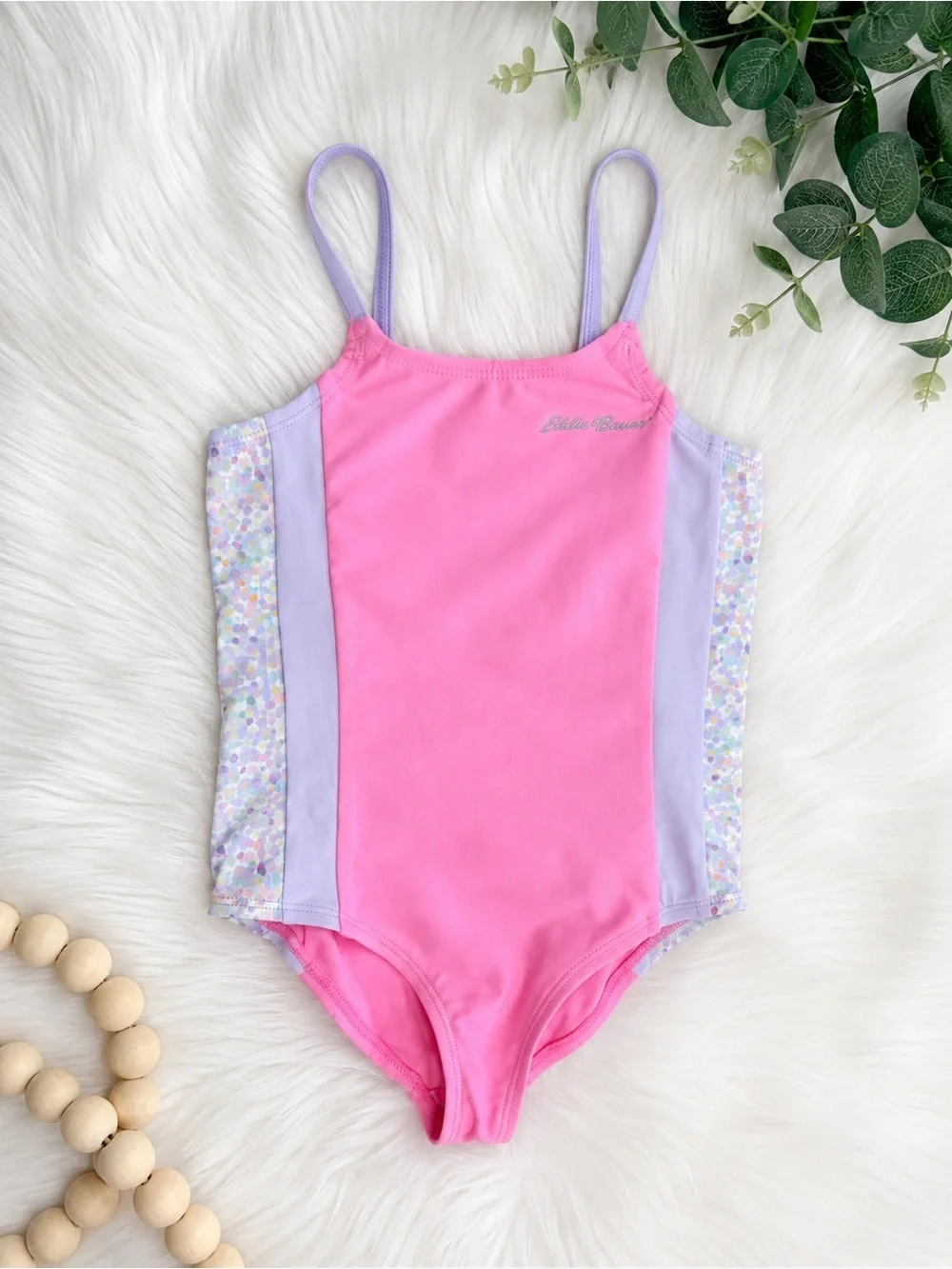 Eddie Bauer 4T Toddler Girl Swim Suit Bathing Suit Pink and Lavender One-Piece